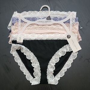 Laura Ashley Lace Trim Panty Collection - Black, Pink, Purple